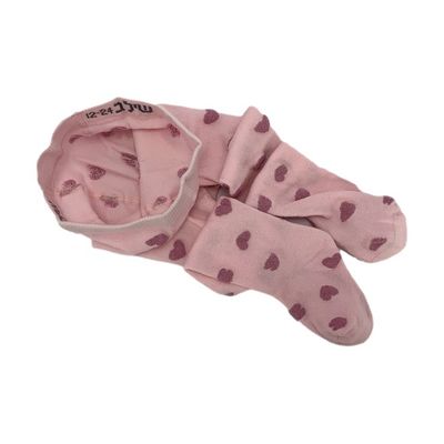 Comfortable Baby Girls Tights in Breathable Cotton with Pink Hearts
