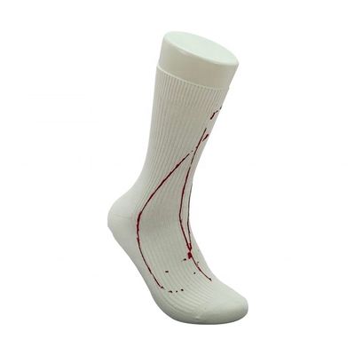 Regular Style Men's White Cotton Socks with Customized Anti Slip and Ink Art Print