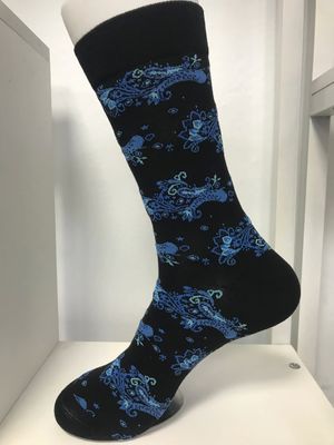 Spring Season Red Purple Print Combed Cotton Polyester Spandex Fiber Socks for Men