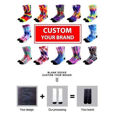 Custom Design Socks 3D Printed Fashion Polyester Quick Drying White Blank Socks Men's