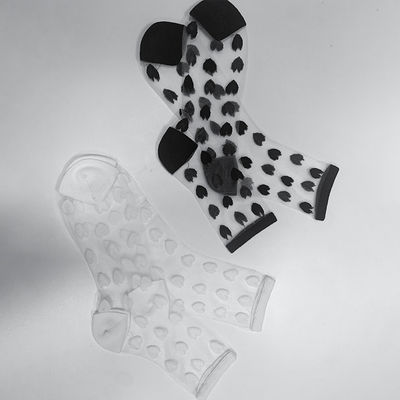 Summer Must-Have Handlinked Transparent Silk Socks with Cute Heart Lace Ankle Length