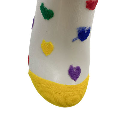 Sexy Heart Shape Jacquard Sheer Socks Crystal Silk Women Transparent Socks for Summer