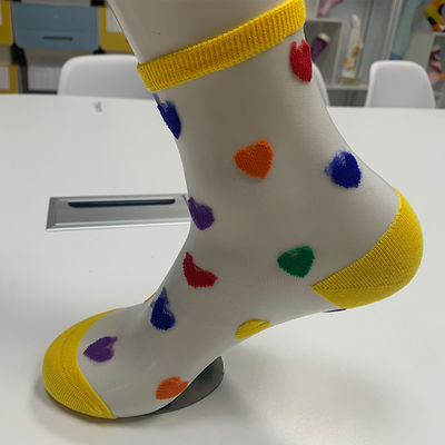 Sexy Heart Shape Jacquard Sheer Socks Crystal Silk Women Transparent Socks for Summer