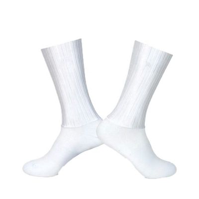 White Polyamide and Spandex Quick Dry Anti-Slip Sport  Sock