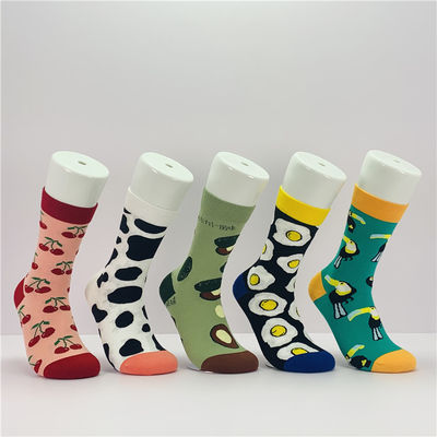 Cost Funny Happy Fashion Socks with Custom Cartoon Food Fruit Print in Regular Style