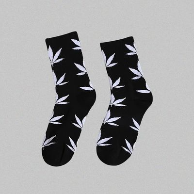 Leaf Pattern Plain Socks Cotton Spandex Casual Socks for Women and Men 36-39 Ladies Size