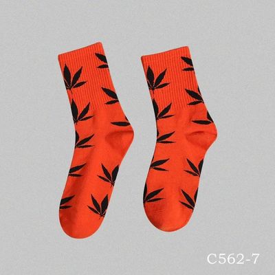 Leaf Pattern Plain Socks Cotton Spandex Casual Socks for Women and Men 36-39 Ladies Size