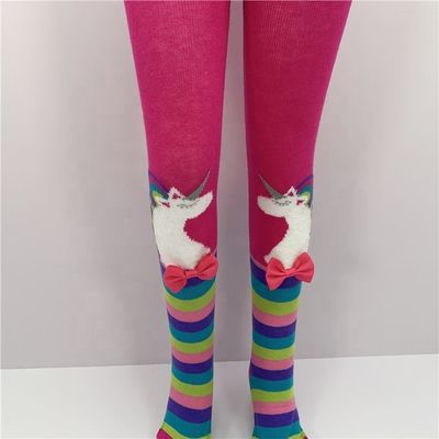 Printed Pattern Baby Tights 70%Combed Cotton 28%Polyester 2%Spandex Girls Fleece Tights