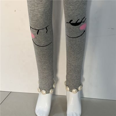 Knitted Pink Baby Girl Tights with Gem Decoration and Thermal Weaving Method