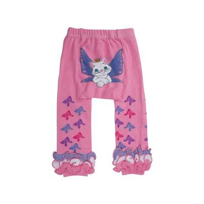 Standard Thickness Combed Cotton Baby Girl Tights in Animal Print Pink Orange Leggings