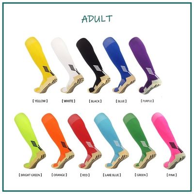 Solid Polyamide Elastane Fabric Soft Anti Slip Soccer Sport Football Grip Long Socks