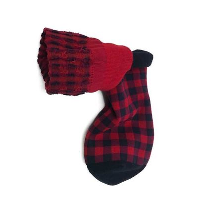 Breathable Slouch Socks for Women Red Plaid Cotton and Custom Casual Breathable