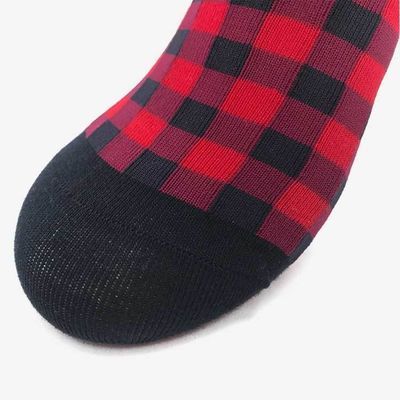 Breathable Slouch Socks for Women Red Plaid Cotton and Custom Casual Breathable