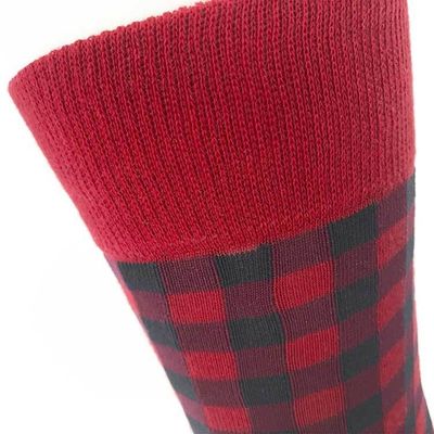 Breathable Slouch Socks for Women Red Plaid Cotton and Custom Casual Breathable