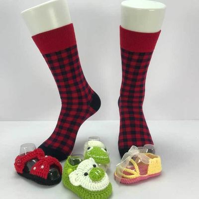 Breathable Slouch Socks for Women Red Plaid Cotton and Custom Casual Breathable