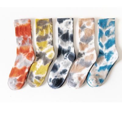 UNISEX 37-44 EU Size Tie Dye Thin Candy Color Print Custom Cotton Tube Sports Socks
