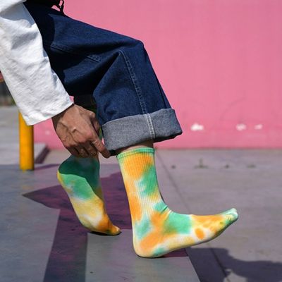 UNISEX 37-44 EU Size Tie Dye Thin Candy Color Print Custom Cotton Tube Sports Socks