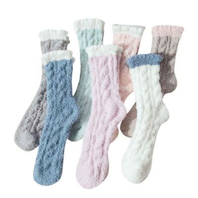 Soft Warm Winter Socks with Print Pattern Fuzzy Thick Cozy Polyester Socks