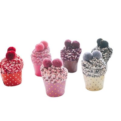 Winter Coral Fleece Cup Cake Socks with Creative Accessory Ball Design and DOT Pattern