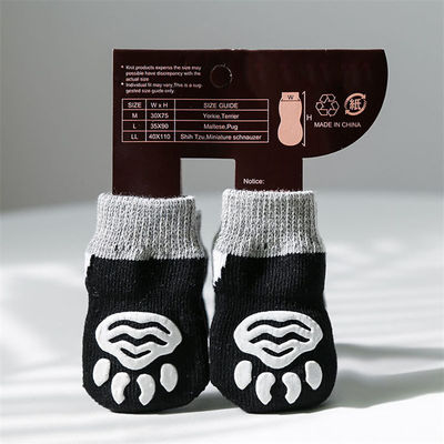 Adorable Pet Dog Socks with Cartoon Pattern and Breathable Black Terry Knitted Design