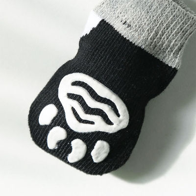 Adorable Pet Dog Socks with Cartoon Pattern and Breathable Black Terry Knitted Design