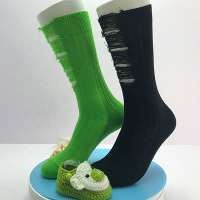 Print Pattern Cotton Beggar Black Crew Leisure Socks for Men's Daily Comfortable Wear