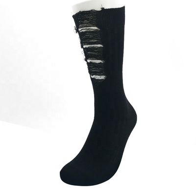 Print Pattern Cotton Beggar Black Crew Leisure Socks for Men's Daily Comfortable Wear