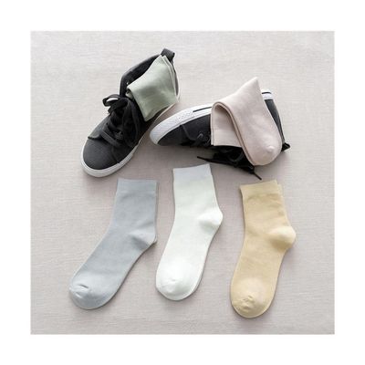 Regular Style Solid Pattern Winter Cotton Socks for Women Knitted Bamboo Material
