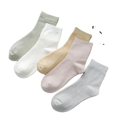 Regular Style Solid Pattern Winter Cotton Socks for Women Knitted Bamboo Material