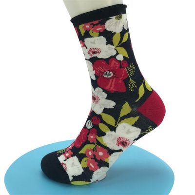 Regular Style 3D Floral Print Bamboo Socks for Christmas Custom and Breathability