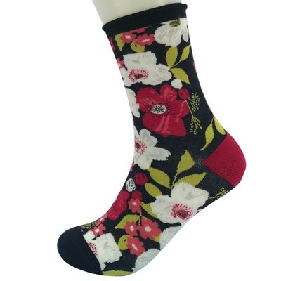 Regular Style 3D Floral Print Bamboo Socks for Christmas Custom and Breathability