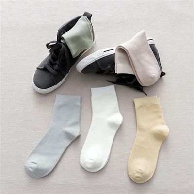 Summer Plain Breathable Ladies Crew Socks Slouch Customised Bamboo Fiber Thermal Socks