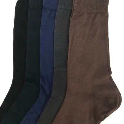 Anti-slip Men's Cotton Knitted Plain Socks with Custom Logo Black Pattern Type Solid