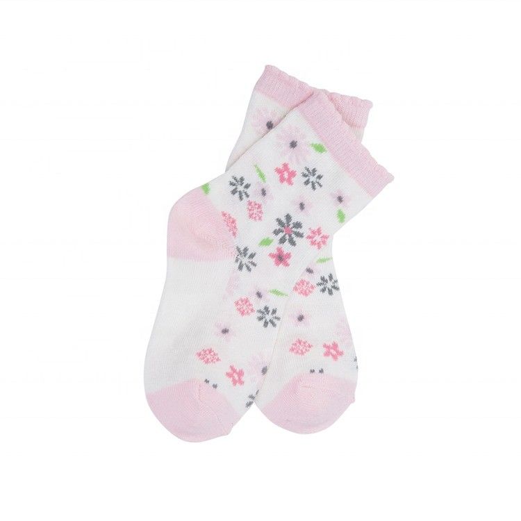 Anti Slip Girls Floral Socks Knitted Cotton Socks for School and Everyday Wear
