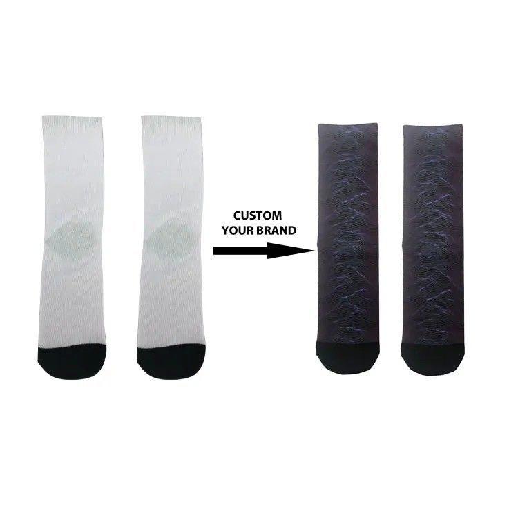 Custom Design Socks 3D Printed Fashion Polyester Quick Drying White Blank Socks Men's