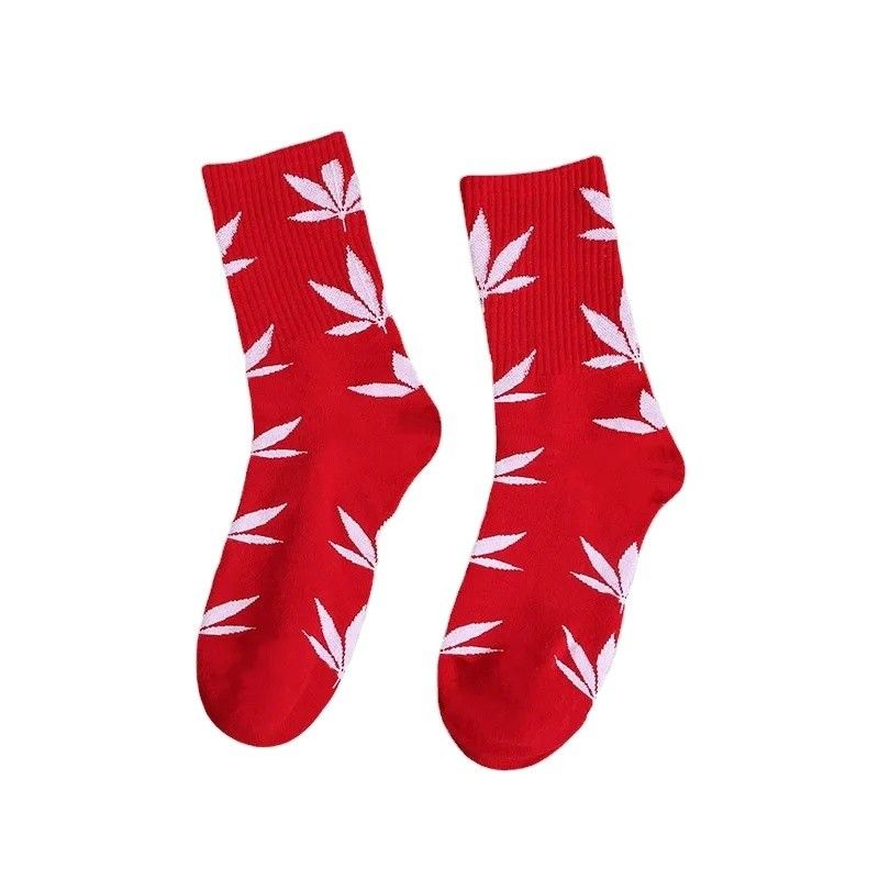 Leaf Pattern Plain Socks Cotton Spandex Casual Socks for Women and Men 36-39 Ladies Size