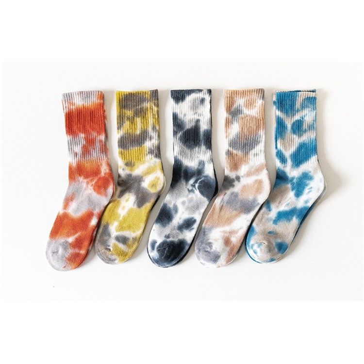 Summer 2023 Custom Tie-Dye Technology Running Mid-Calf Socks for UNISEX EU size 37-44
