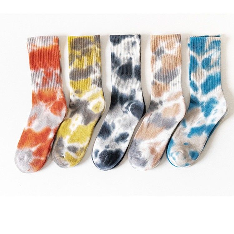 UNISEX 37-44 EU Size Tie Dye Thin Candy Color Print Custom Cotton Tube Sports Socks
