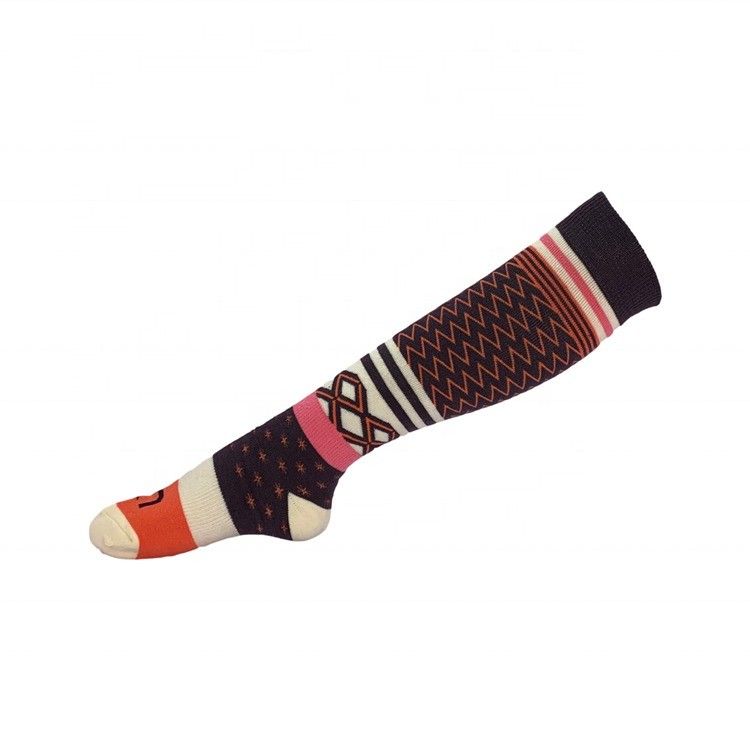 Print Pattern Wool Cross Country Skiing Knee High Sports Socks for Men and Women