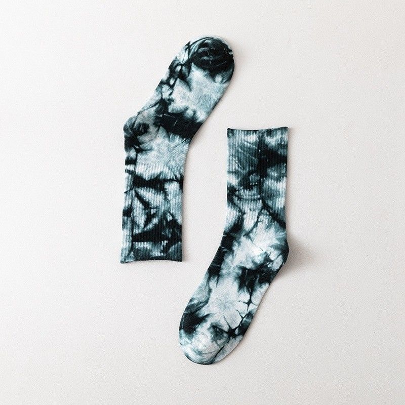 Tie Dye CREW Sports Socks Cotton Polyester Spandex Blend for Comfort and Durability