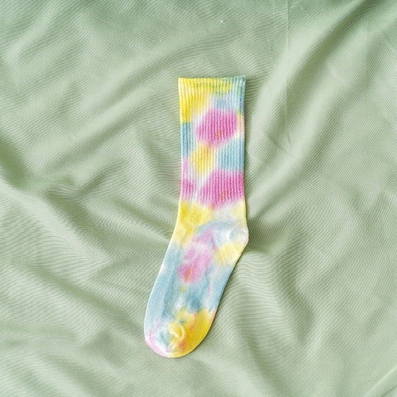 2024 American Hiphop Street Trend CREW Tie Dye Unisex Socks Standard Thickness Sports