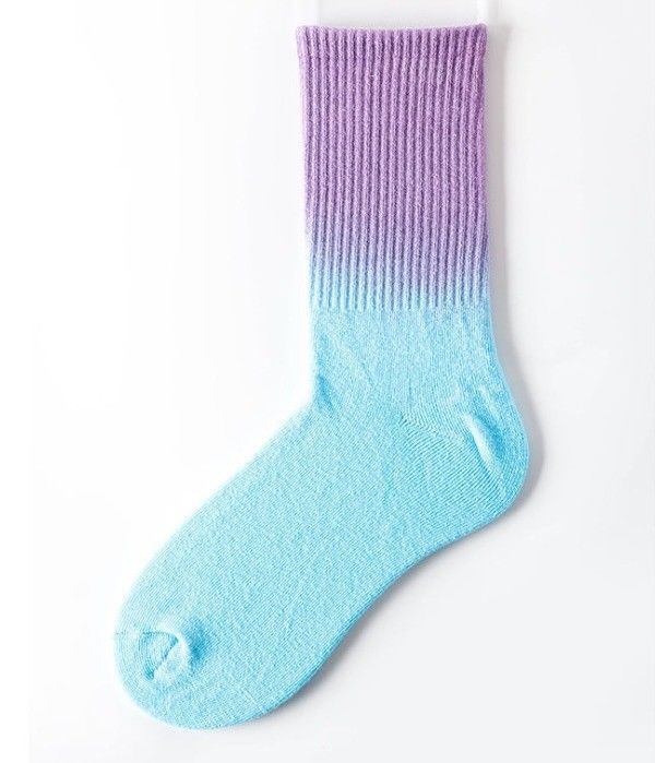 Ankle High Color Gradient Cotton Long School Style Women Socks with Needle Detection