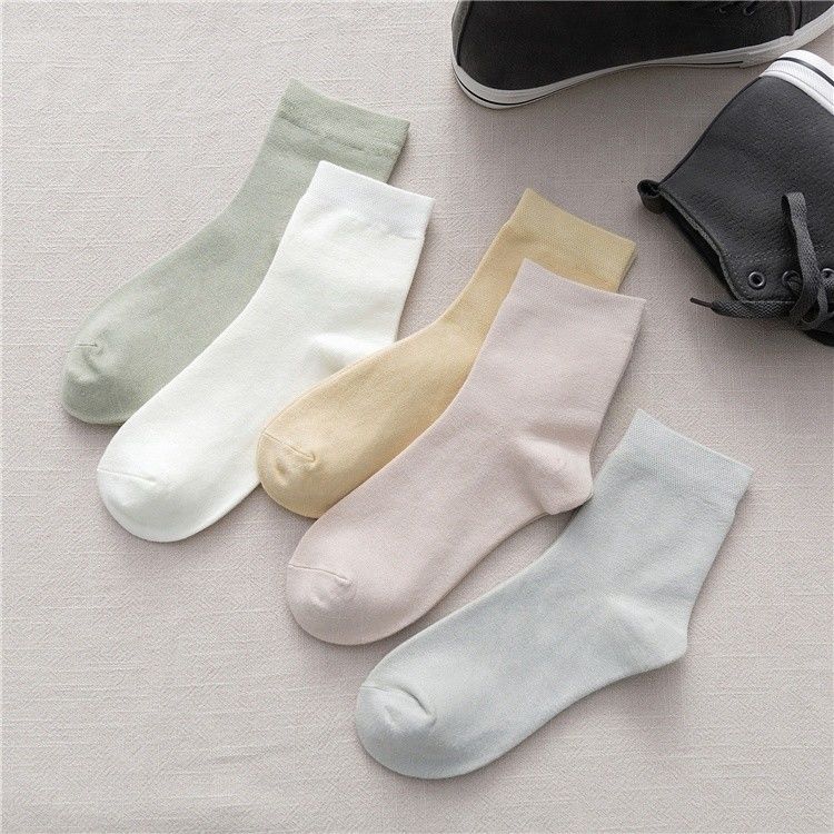Beauty Socks Soft Cotton Hygroscopic Sweat Releasing Women Thin Bamboo Lightweight Casual Crew Socks