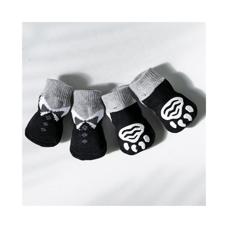 Black Pet Shoe Socks For Dogs High Qualilty Protection Comfort Foot Glue Animal Ear Socks