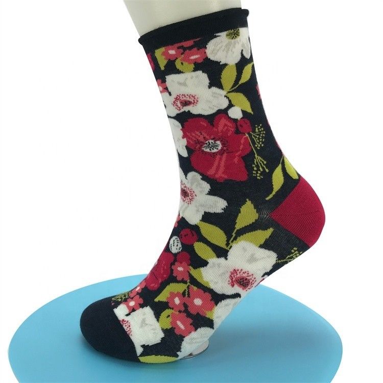 Regular Style 3D Floral Print Bamboo Socks for Christmas Custom and Breathability