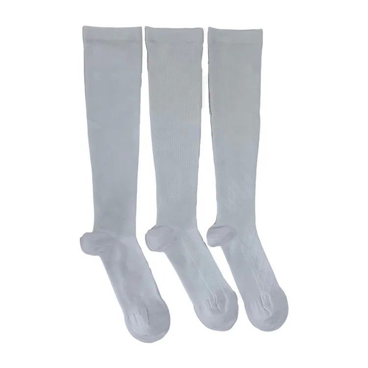 Winter Custom Warm Long Compression over Knee Stockings for Women in White Ankle High