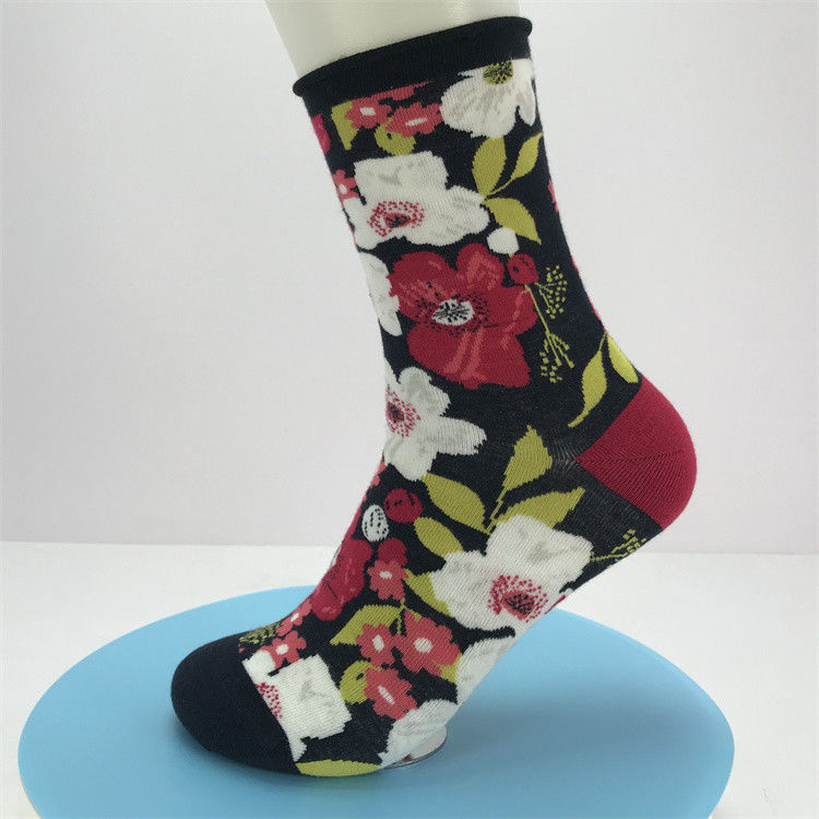 Flower Print Bamboo Compression Socks Unisex Sport Socks for Breathable and Happy Feet
