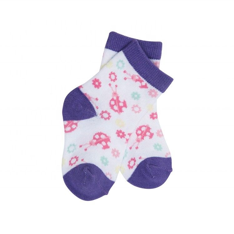70%Cotton 28%Polyester 2%Spandex Fabric Cute Cartoon Print Custom Logo Socks for Kids